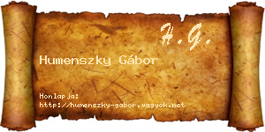 Humenszky Gábor névjegykártya